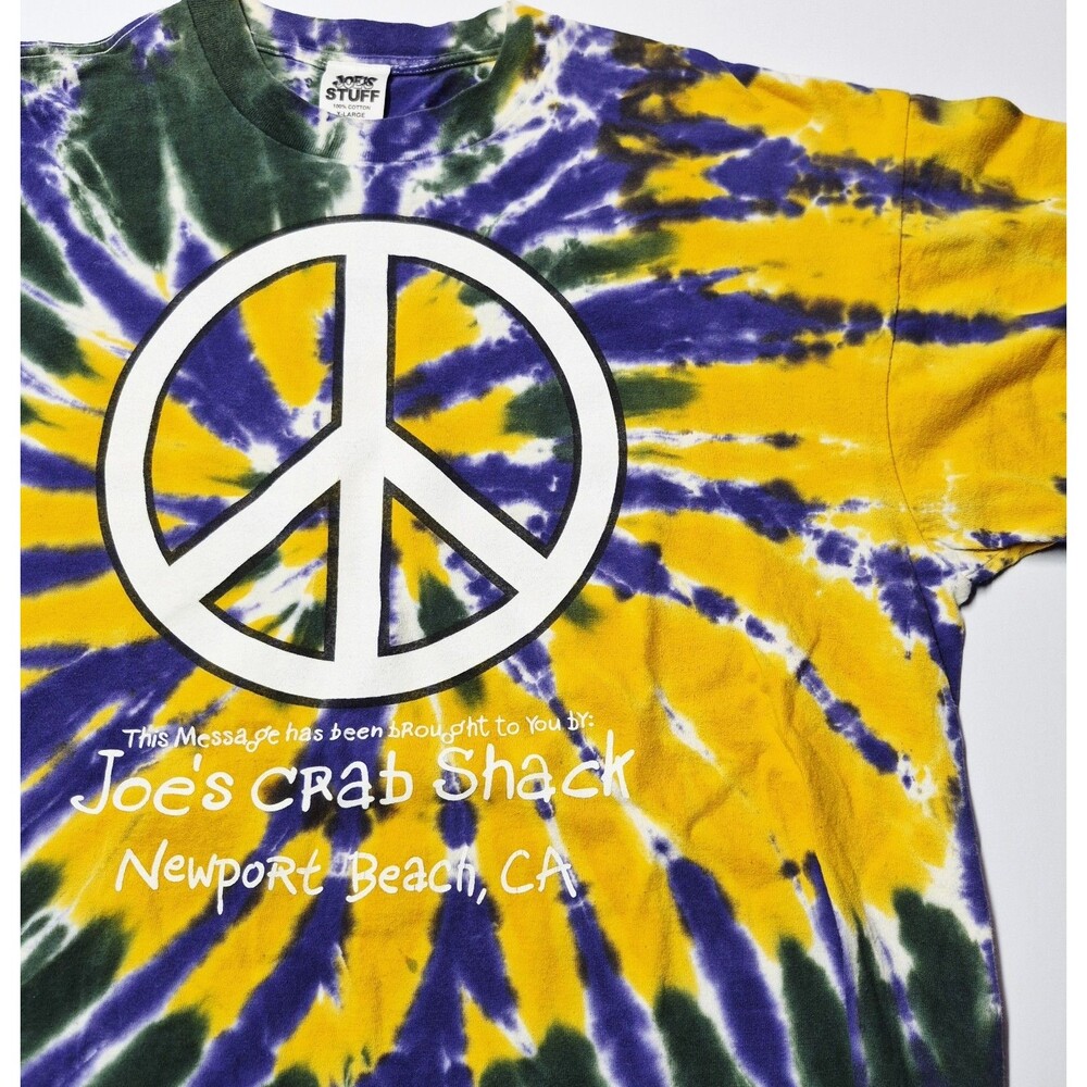 Vintage Joe's Crab Shack Tie Dye Shirt XL Peace Love Crabs Newport Beach CA NWOT